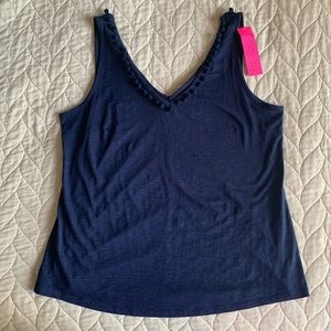 HTF NWT LILLY PULITZER GIGI TANK TOP SIZE XL NAVY BLUE!!! RETIRED!!!
